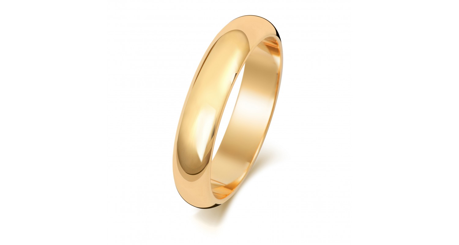 9ct Yellow Gold D Shape 4mm Heavyweight Band